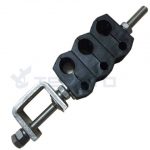 Optic fiber clamp for power cables (DC) and fiber optic cables (FO)
