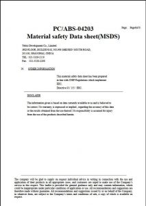 MSDS-PC+ABS Certificate