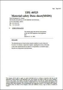 MSDS-SEBS+PP Certificate